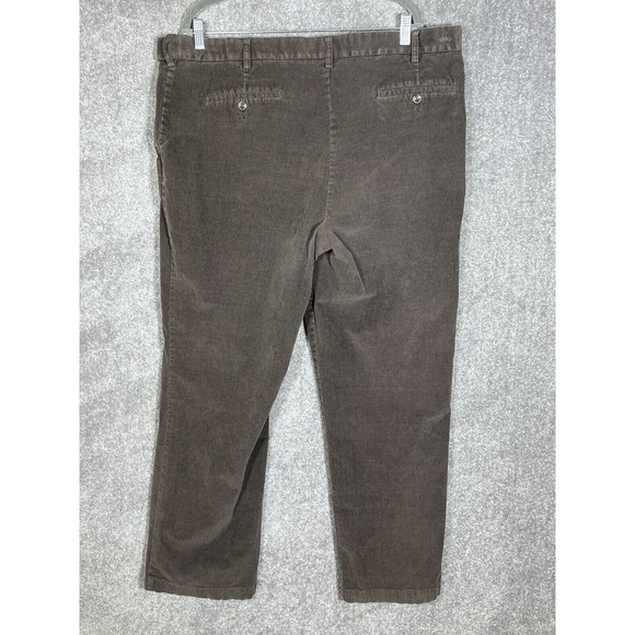 Croft Barrow Casual Corduroy Chino Pants Mens Size 42x32 Expandable Waist Brown - Picture 2 of 9